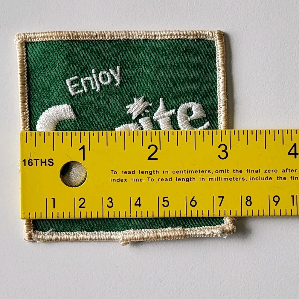 Vintage Enjoy Sprite Patch Green White Square Logo Trade Mark Registered Used - Picture 5 of 7